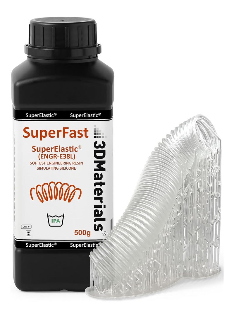 3DMaterials SuperElastic 3D Printer Resin, Softness 60A Simulating Soft Silicone, Made in Korea by (500g, Clear) - Image 1